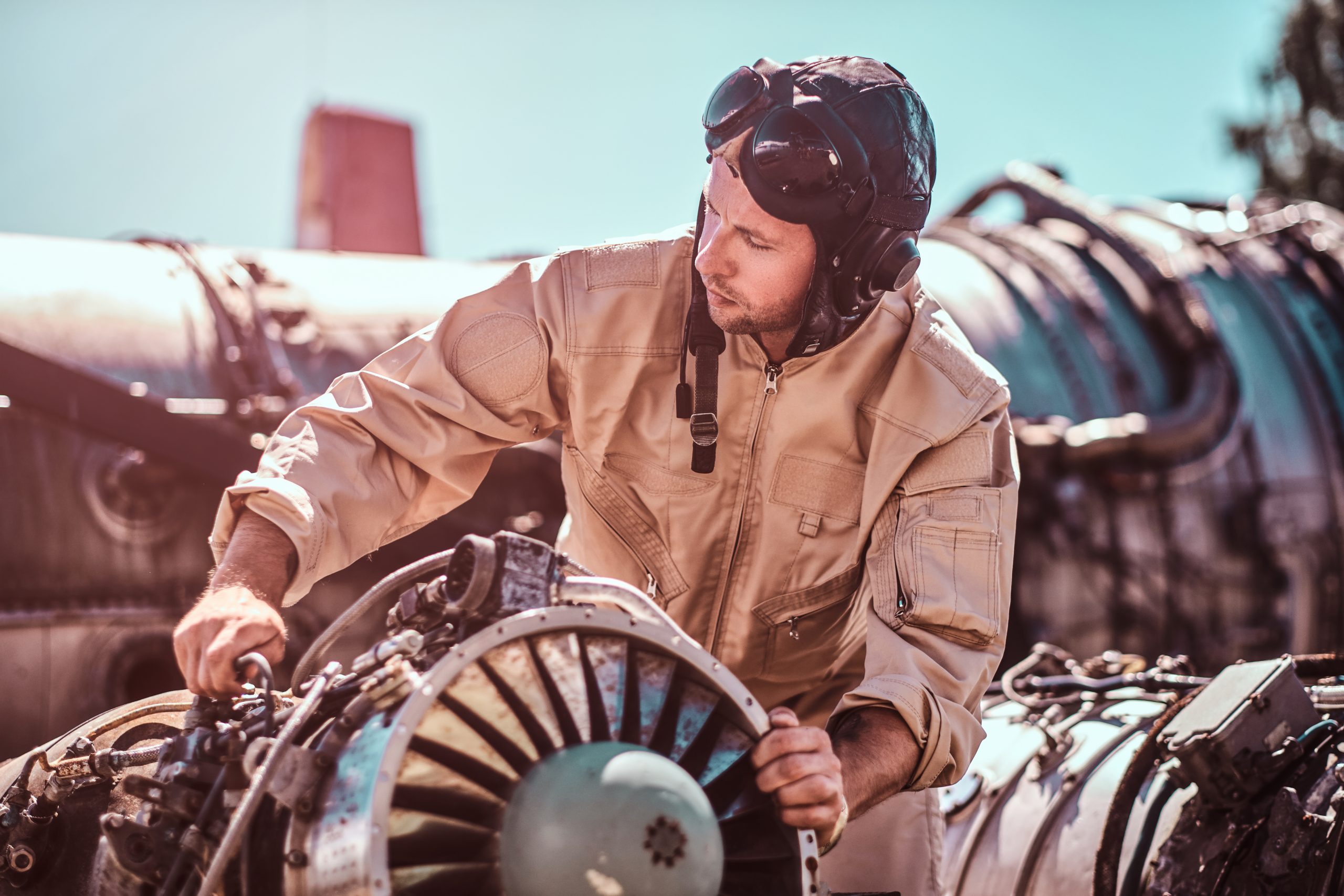 man with jet's turbine